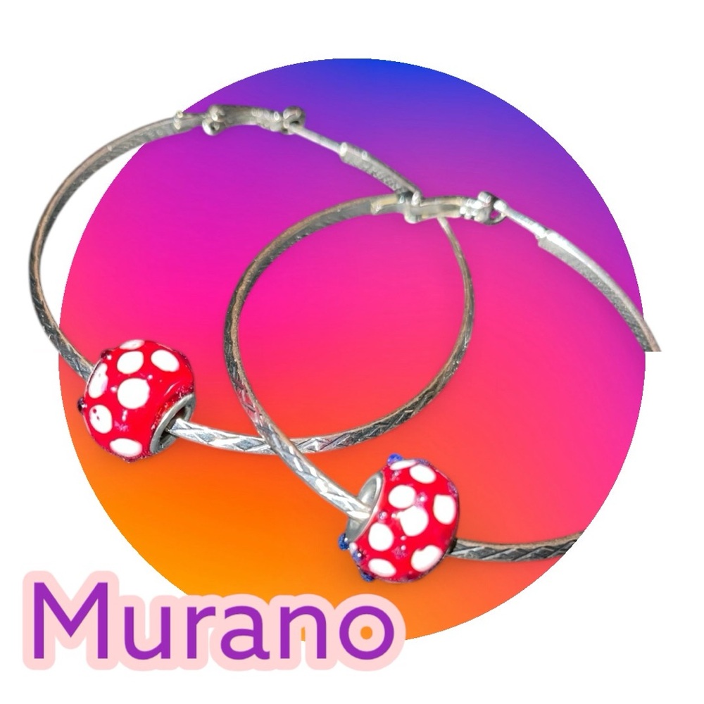 Murano Glass Red and White Handmade Earrings